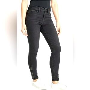 Athleta Sculptek Skinny Jeans Ankle Zippers Black Carbon size 6